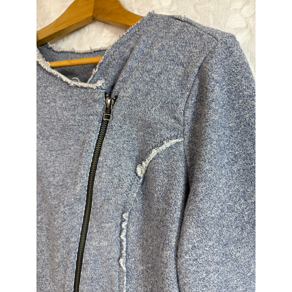 Soft Surroundings Assymetrical Zip Terry Jacket Light Blue Heather Size Medium - Picture 5 of 9